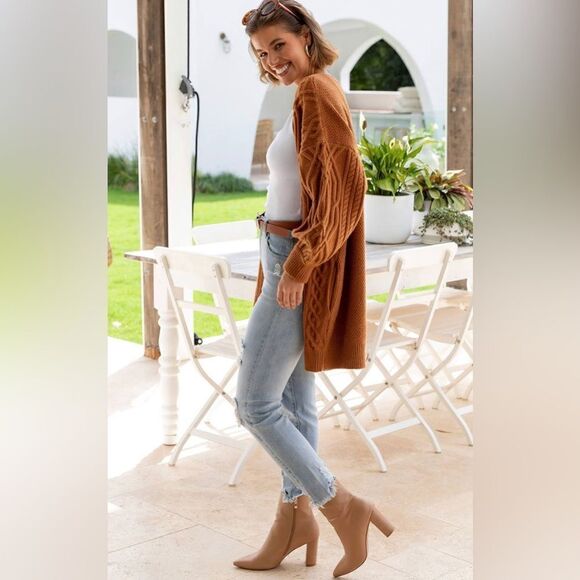 New MADDEN GIRL Faux Leather Flex Pointed Toe Zipper Women's Booties Caramel NWT - Picture 11 of 15